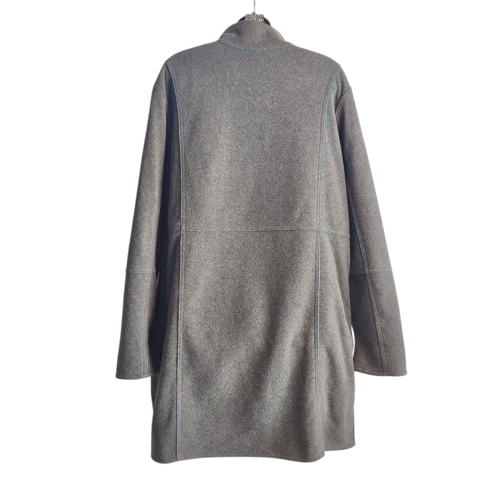 Susan Graver Womens Reversible Gray /Teal Fleece Long Sleeve Button Up Coat Sz L - Picture 5 of 13